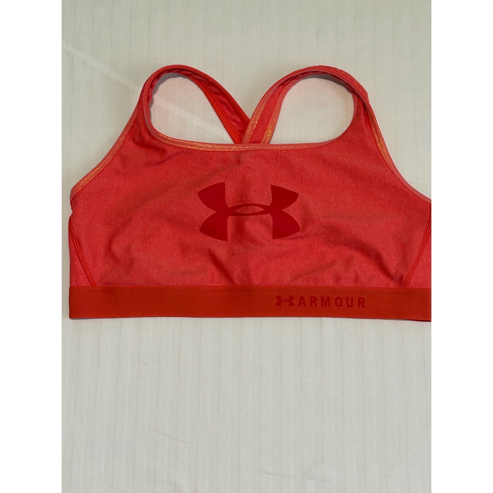 Under Armour HeatGear Compression Sports Bra Orange Red Crossback 3X 52/54